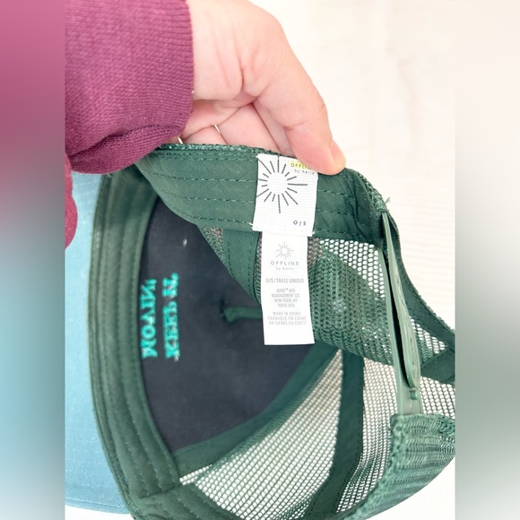 Aerie Offline Keep It Moving Green Trucker Hat with Mesh Back - Picture 6 of 8